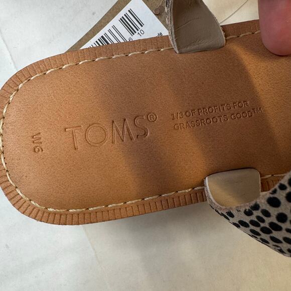 TOMS Sicily Crisscross Sandals Macadamia Mini Cheetah Suede NWOB Size 6 - Picture 7 of 9